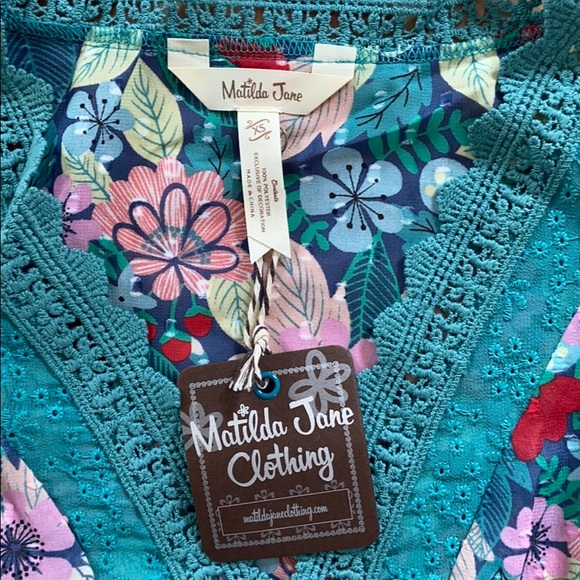Matilda Jane Teal color floral Woman’s top - Picture 7 of 10